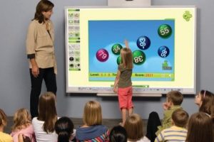 large touch screen monitor and classroom
