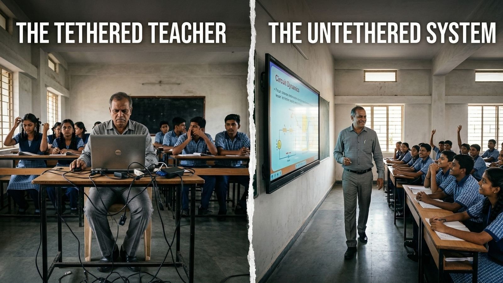 teacher-stuck-laptop-classroom-india