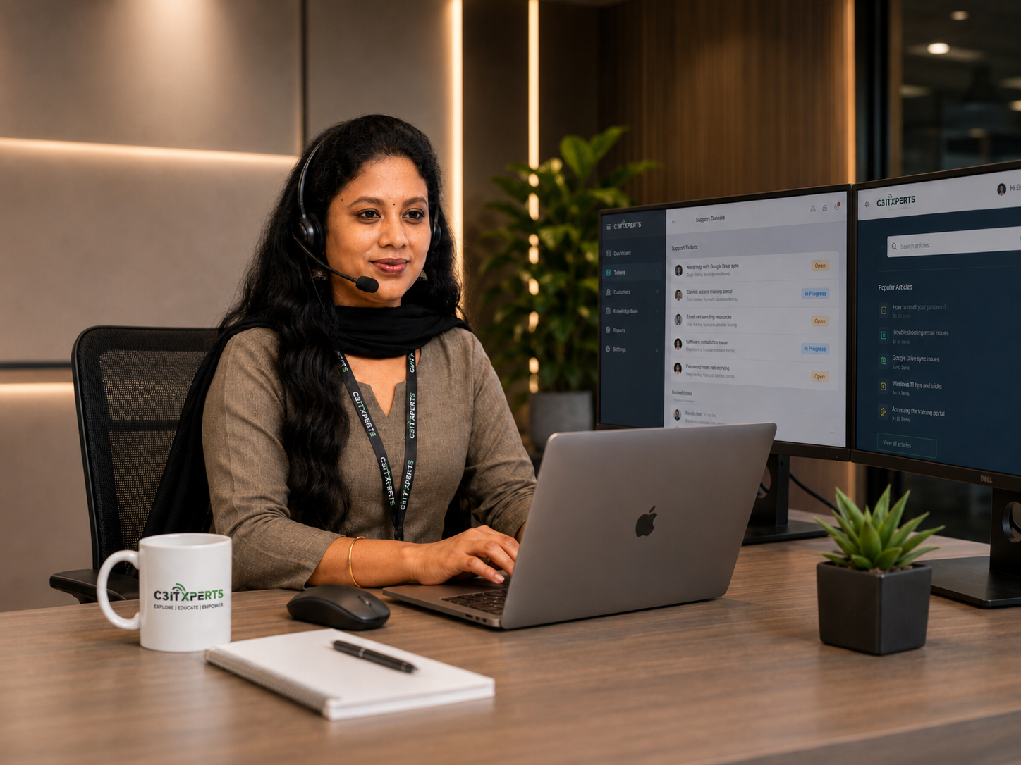 Vidyashri Marudhamuthu, Tech Support Specialist at C3 iT Xperts, assisting with a technology support issue